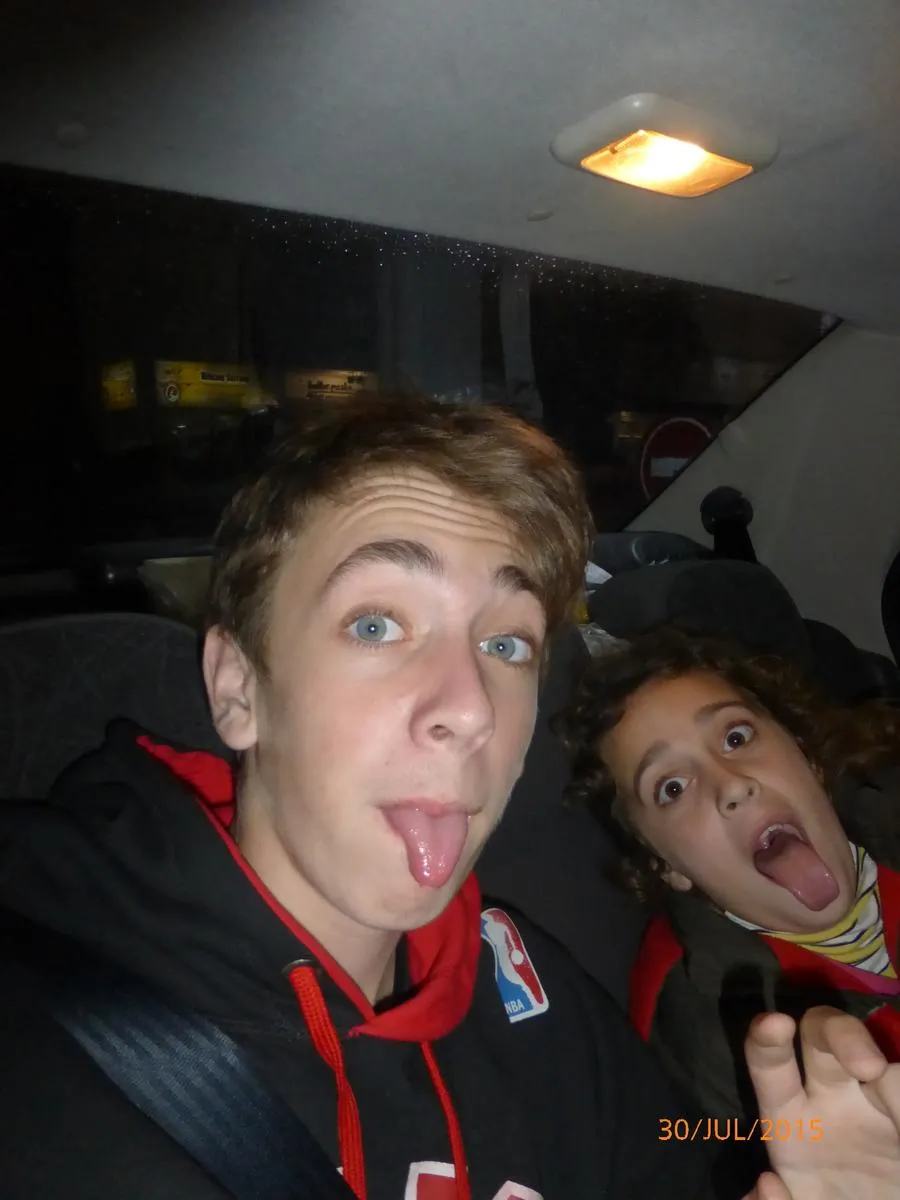 En el auto de regreso